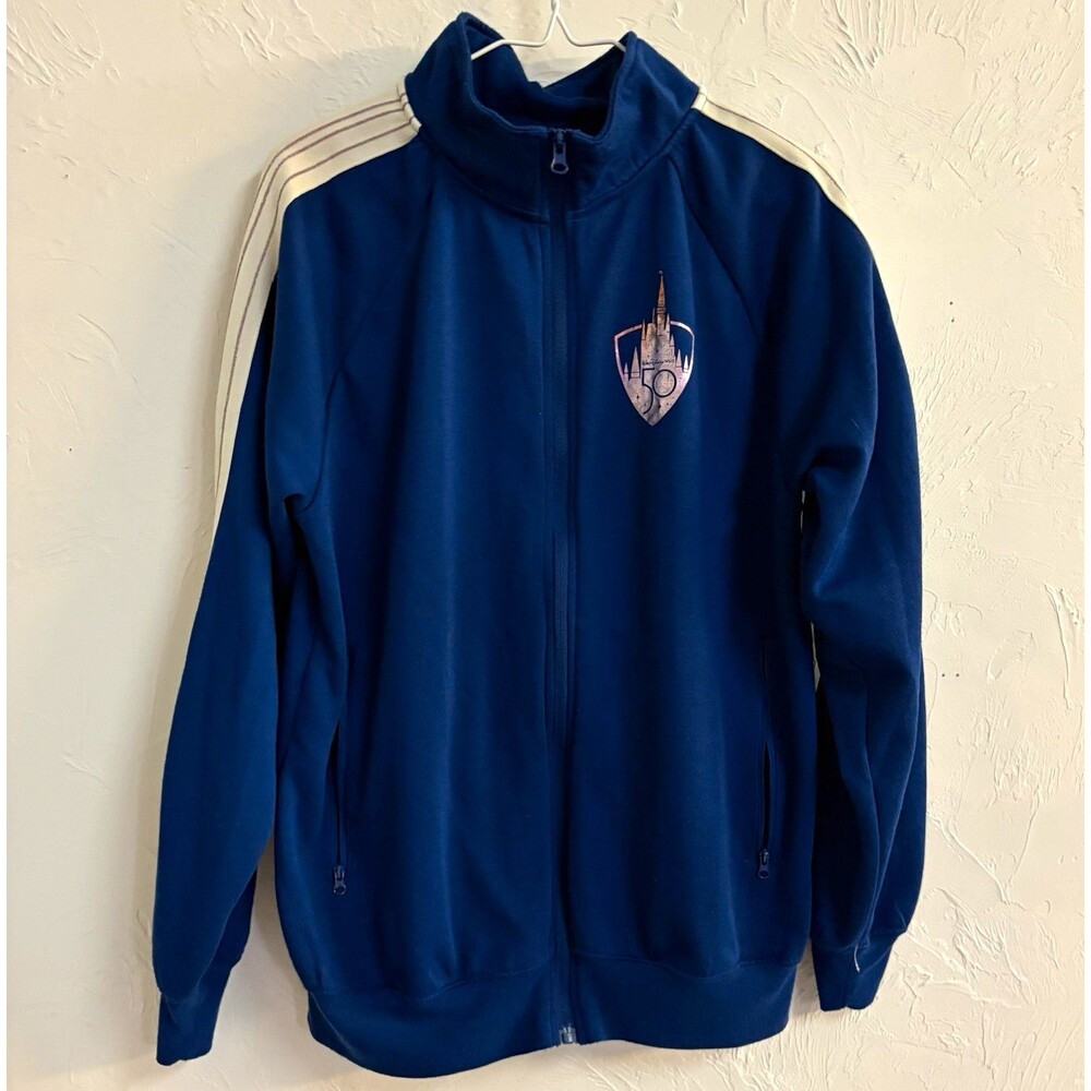 Disney Mickey Mouse Blue & White Zip-Up Track Jacket Outerwear Adult Size M